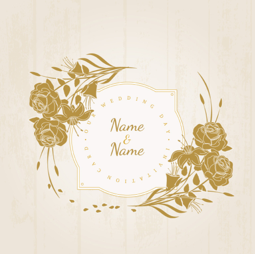 Vintage flower wedding invitation card vector material