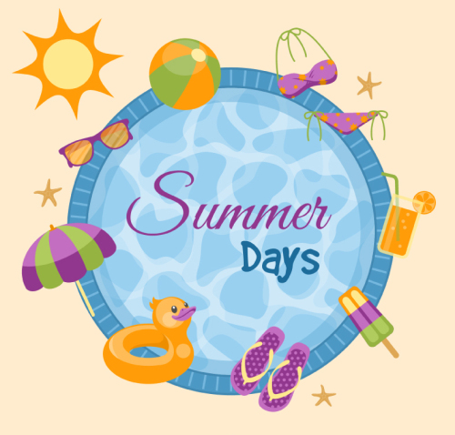 Summer swimming pool element vector material