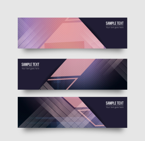 3 geometry business banner vector material