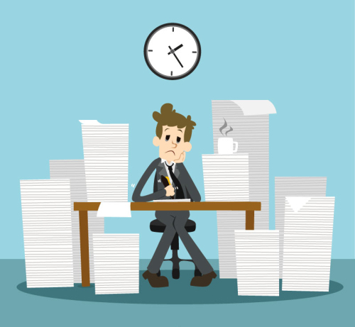 The business man work pile up like a mountain hand vector