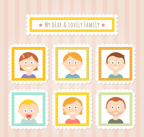 Cute family photo vector material