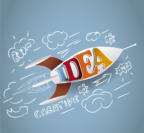 Creative thinking rocket vector material
