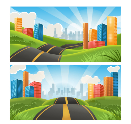 2 roads leading to the city Vector