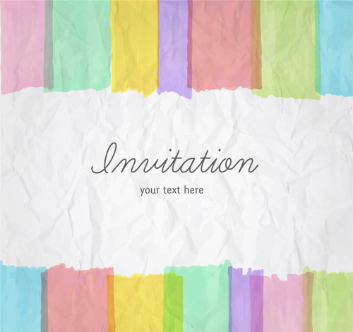 Colored stripes invitation card vector material