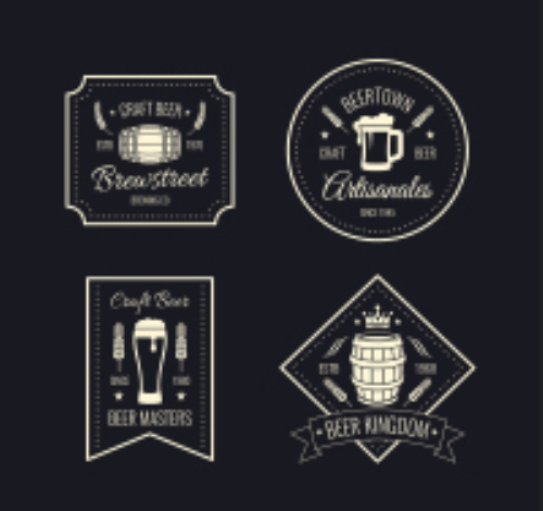 4 white beer label vector material
