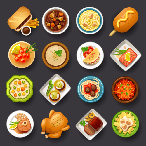 16 beautifully designed food plan view vector
