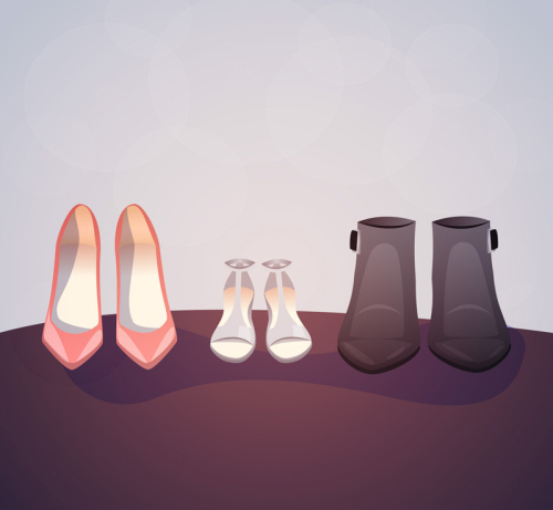 3 women's shoes vector material