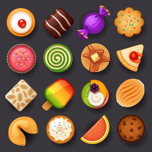 16 of the delicious desserts plan view vector material