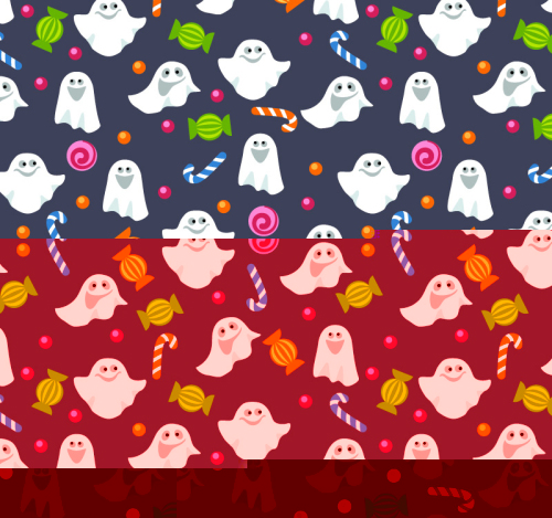 Halloween ghosts and candy seamless background vector