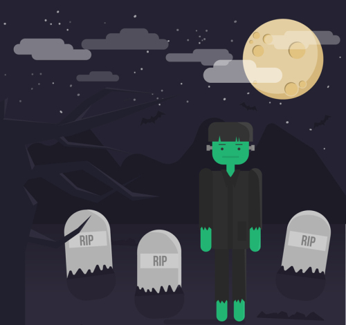 Halloween graveyard illustration vector material