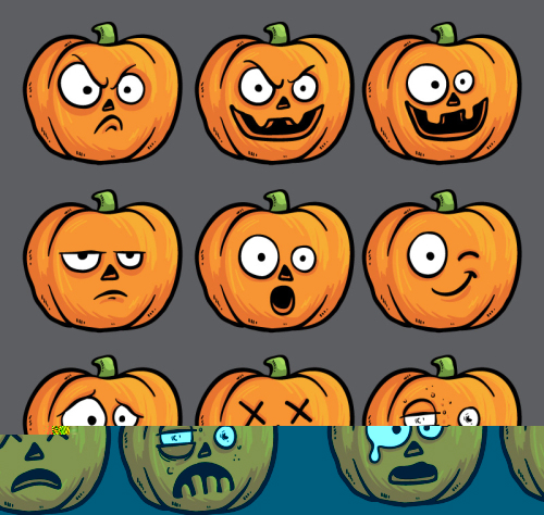 9 Funny pumpkin head expression vector material