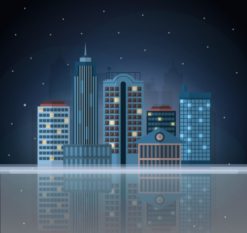 Fashion night city building vector