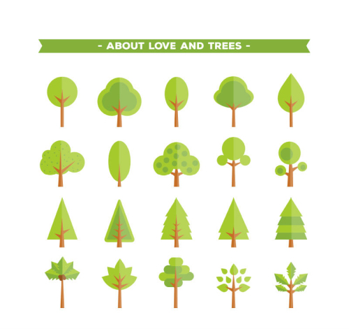 20 of green trees icon vector material