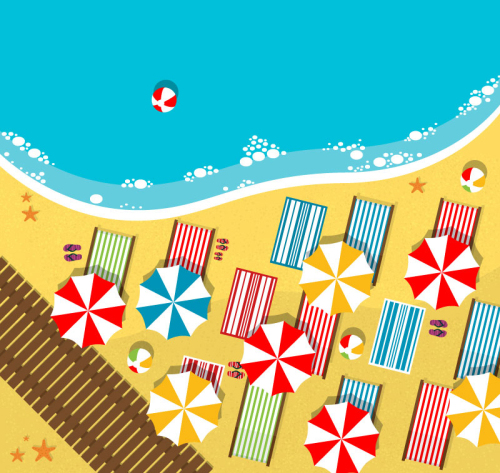 A plan view of summer beach vector material
