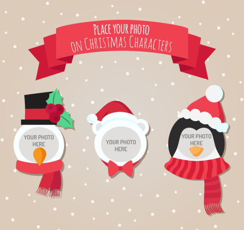 3 Christmas photo frame Vector role