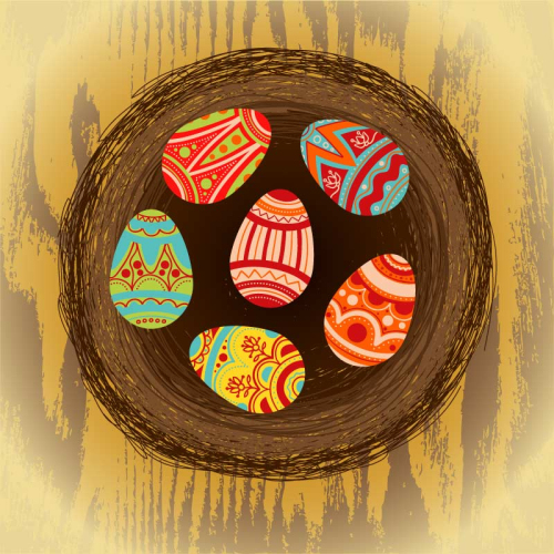 Easter eggs in the nest pattern vector material