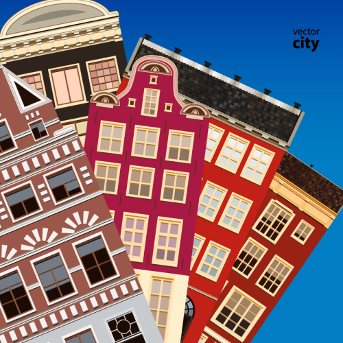 Creative stack design city building vector material