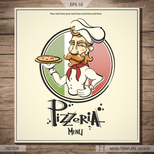 Cartoon chef menu design vector material