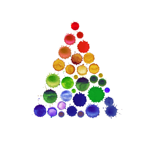 Watercolor ink dot trees design vector