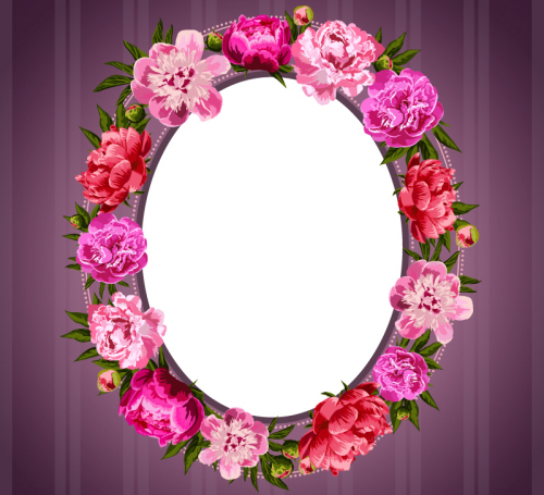 Floral decoration oval background vector