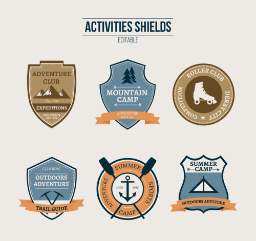 6 outdoor sports badge vector material