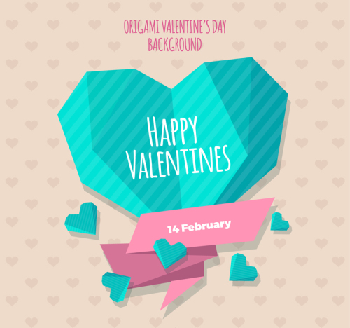 Blue geometric love greeting cards vector material