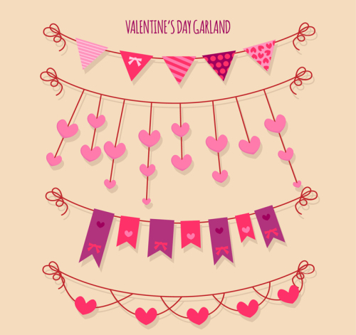 4 Creative Valentine pull flag vector