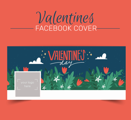 Valentine Flower Face book cover image Vector