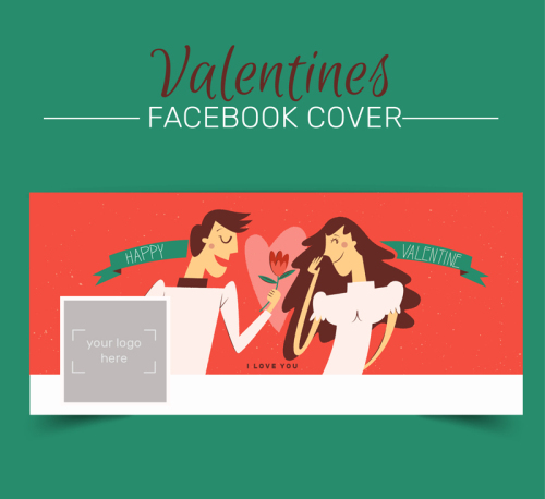 Creative Valentine's Day couple face book cover image vector material
