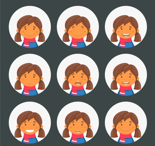 9 vector material Cute girl picture