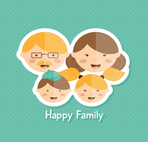 Sticker vector material Happy Family Photos