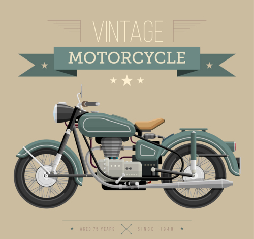 Retro fashion motorcycle poster vector material
