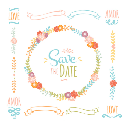 Fresh bridal bouquet design vector material