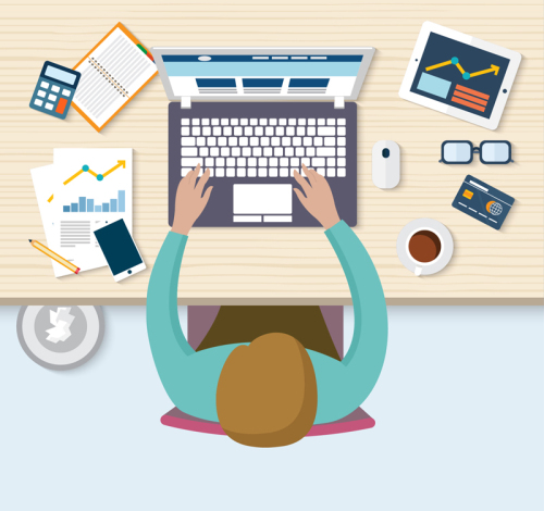 Men's business office plan view vector material