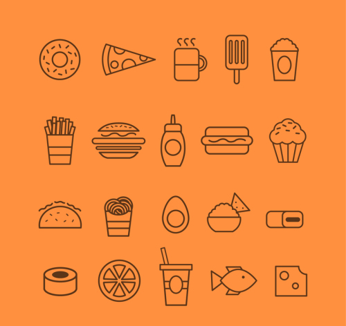 20 models of creative food icon vector material