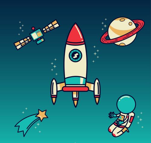 5 cartoon space element vector material