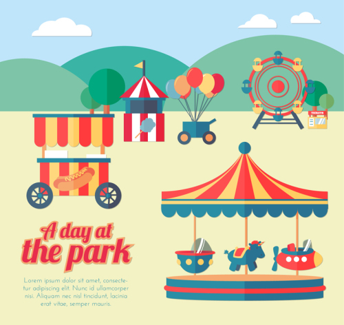 Creative amusement park illustration vector material