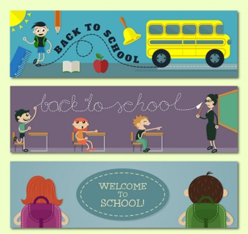 3 creative school banner vector