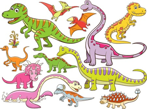 12 cartoon dinosaur vector