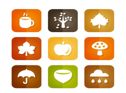 9 square fall elements icon vector